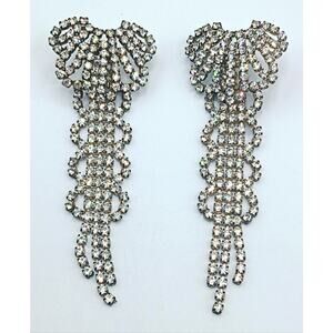 Vintage Silver Tone Rhinestone 2 Way Post Earrings